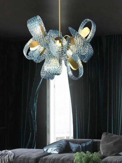 DecorBites™ Luxe Copper Leaf LED Ceiling Chandelier for Home, Bedroom, and Dining Room