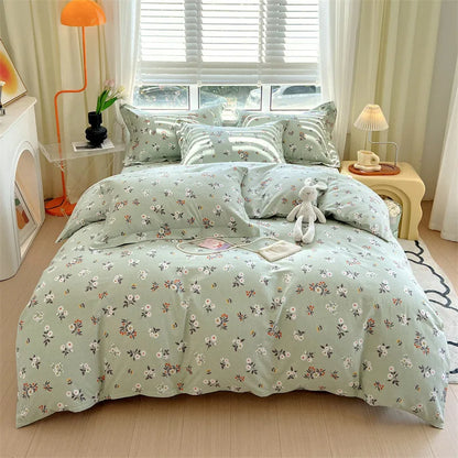 DecorBites™ Cotton Stripe Comforter Cover Set for Single Double Bed - Autumn Winter