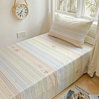 DecorBites™ Cotton Grid Pattern Bedding Set with Duvet Cover & Pillowcases for Double Bed