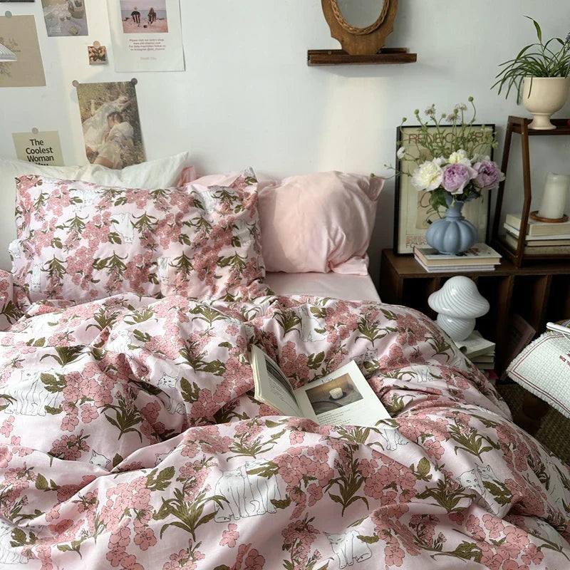Decorbites™ Baumwoll-Bettwäsche-Set mit Blumenmuster: Einzel- bis King-Größen, einfarbig, 100% Baumwolle