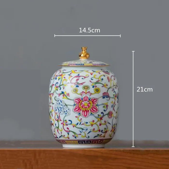 Decorbites™ Emailierter Porzellan-Teedose Ingwergefäß - Desktop-Aufbewahrungsbehälter
