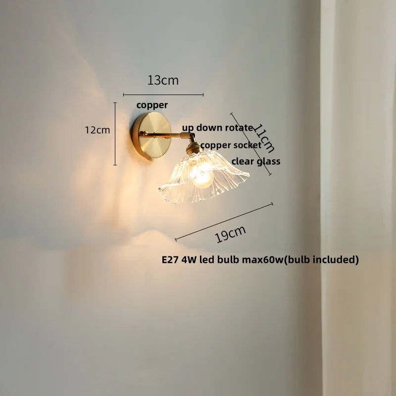 DecorBites™ Glass Bedside Sconce: Modern Nordic LED Wall Light with Pull Chain Switch