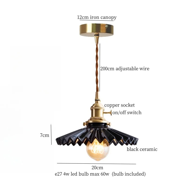 DecorBites™ Cyan Ceramic LED Pendant Light for Loft Cafe Bar Decor