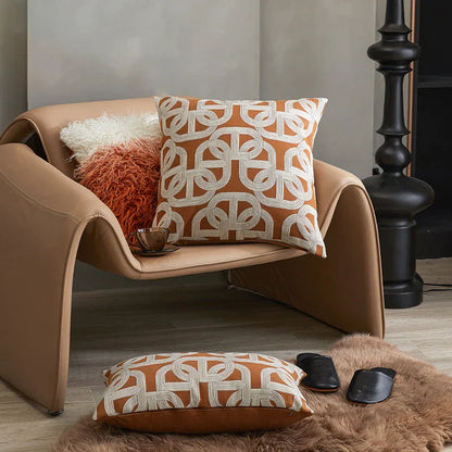 DecorBites™ Jacquard Crochet Pillow Covers in Yellow-brown for Elegant Home Decor