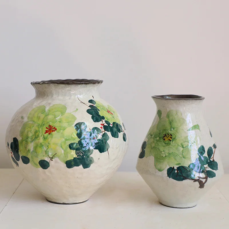 Decorbites™ Handgefertigte chinesische Aquarell-Blumenvasen retro dekorative Tonkrüge