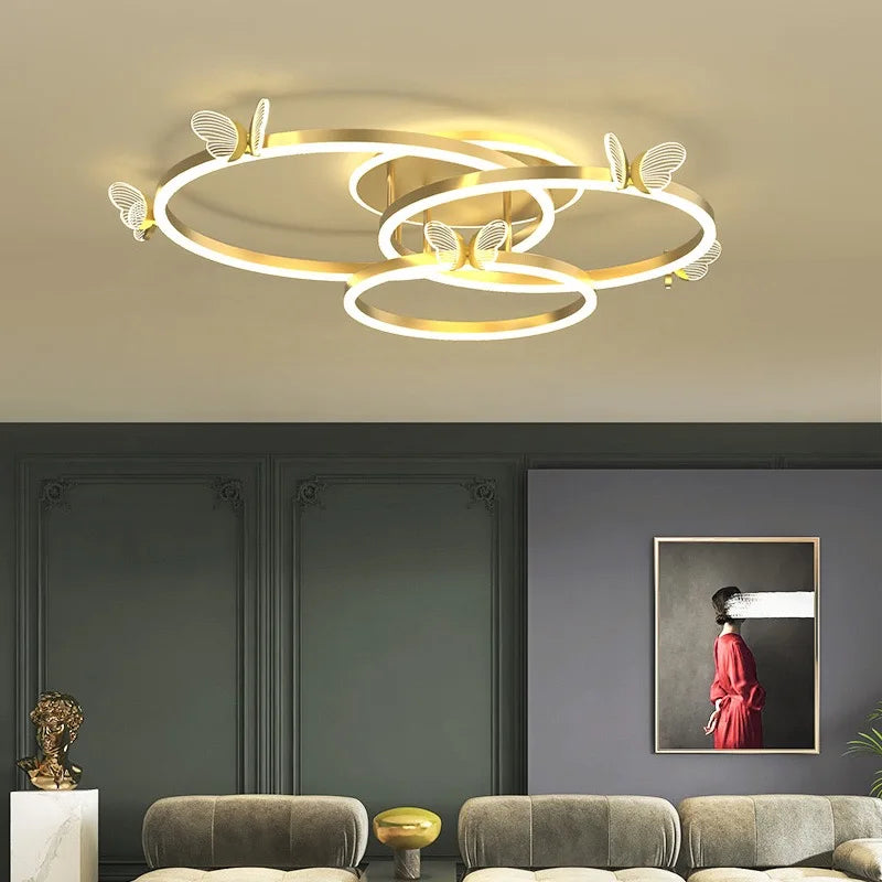 Gold Butterfly LED Chandelier For Bedroom