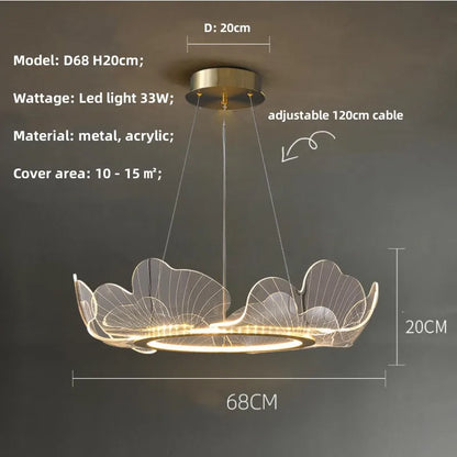 DecorBites™ Ginkgo Gold Acrylic LED Pendant Light - Modern Minimalism Chandelier
