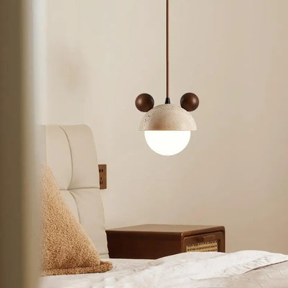 Decorbites™ Sahneglas-LED-Hängeleuchte Modern Holz Gelber Travertin-Hängeleuchte