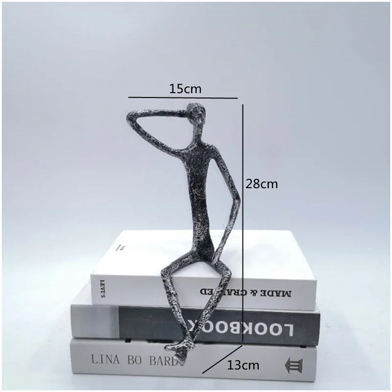 Decorbites™ Abstrakte Metall-Skulptur Mensch Gusseisen Schwarze Person Schreibtisch-Dekoration