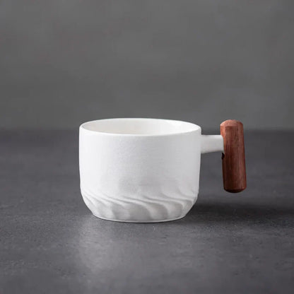 Decorbites™ Gradient-Glasur-Keramik-Kaffeetasse mit Holzeingriff für Zuhause und Büro