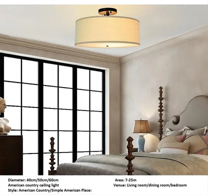 DecorBites™ Country Fabric LED Ceiling Light, Modern Wrought Iron Chandelier for Dining Room