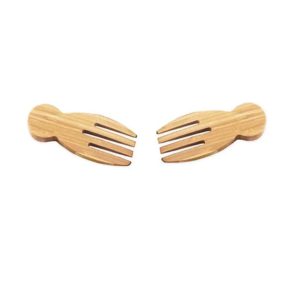 Decorbites™ Bambus-Salatbesteck-Set mit Händen und Löffel für Küchengeräte