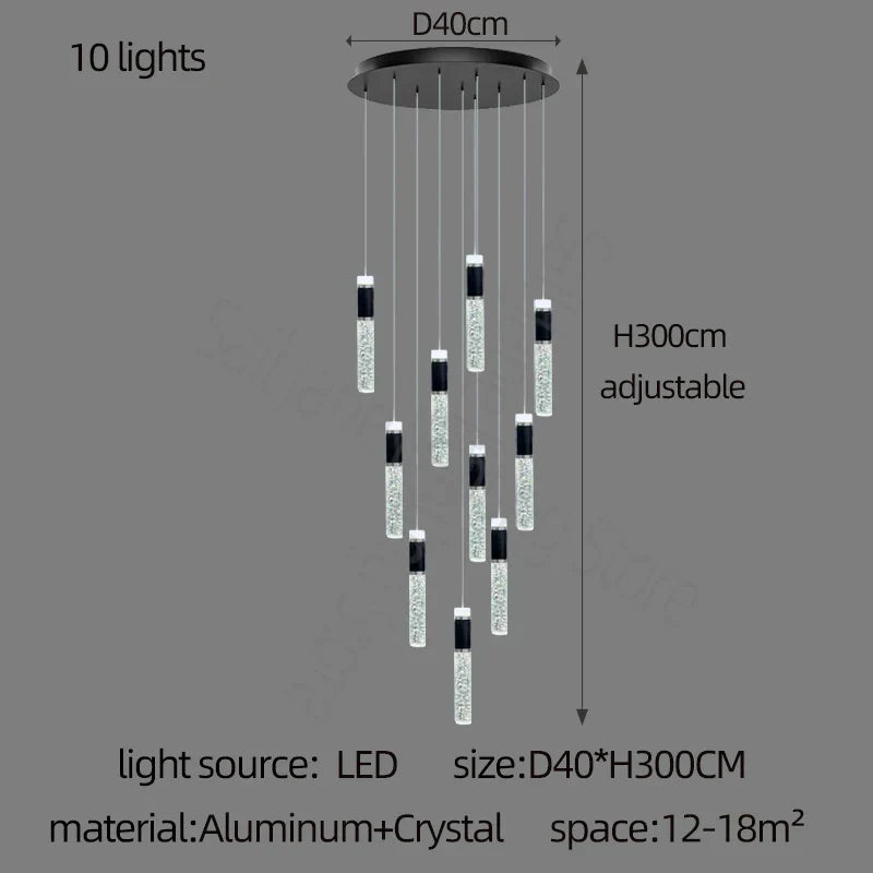 Decorbites™ Zylinder-Kristall-Lüster: Moderne Villa-Wohnzimmerlampe für stilvolle Interieurs.