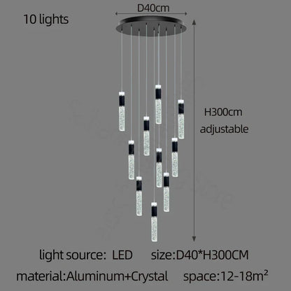 Decorbites™ Zylinder-Kristall-Lüster: Moderne Villa-Wohnzimmerlampe für stilvolle Interieurs.
