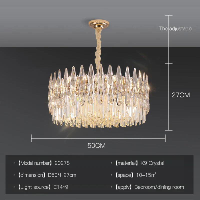 Decorbites™ Kristall-LED-Kronleuchter | Langes Treppenhaus-Villa-Licht | Moderne Luxus-Säulenlampe