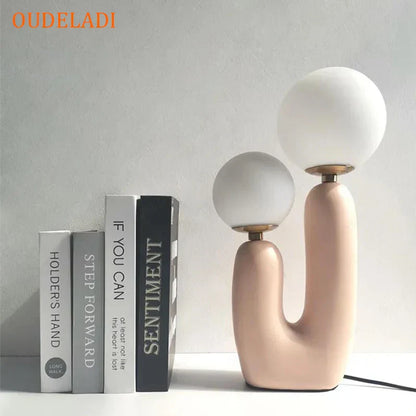 Decorbites™ Glasball-LED-Tischleuchte: Grün Rosa Harz Nordischer Stil für die Hausdekoration