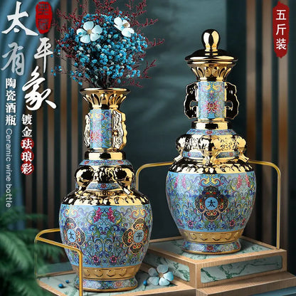 Decorbites™ Jingdezhen Keramik-Weinflasche 5 kg hochwertiges versiegeltes Set Weißweinkrug