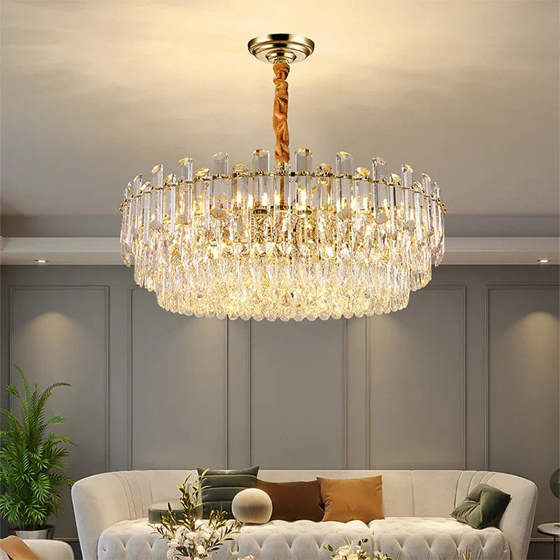 Gold Crystal Ceiling Chandelier Amber DIA95cm