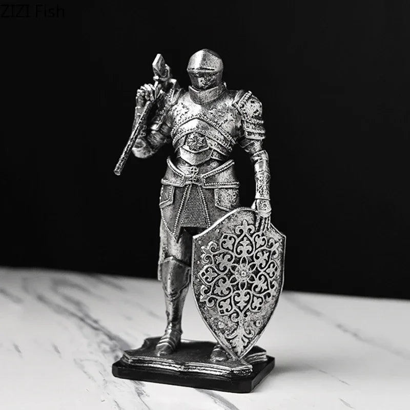 Decorbites™ Schwere gepanzerte Ritter-Harzstatue als Dekoration für Schreibtisch und Raumästhetik