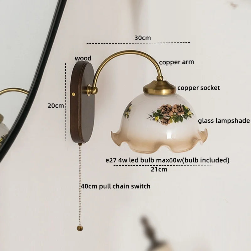Decorbites™ Eisen-Glas-LED-Wandleuchten Moderne Nachttischlampe 4W Glühbirne für Badezimmer Schlafzimmer Wohnzimmer