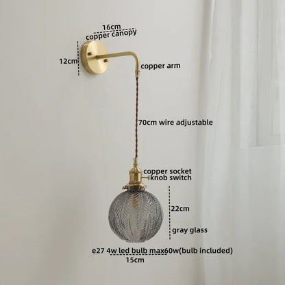 Decorbites™ Graue Glas LED Wandleuchte für Heimdekoration, Schlafzimmer, Wohnzimmer – Nordisches Design