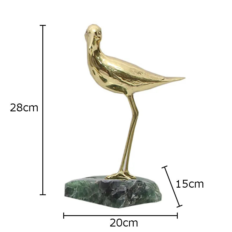 Decorbites™ Goldene Messingvogel auf Marmorsockel Schreibtischornament Statuen-Kunstwerk Dekoration