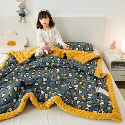 Decorbites™ Baumwoll-Blumendruck Doppelbettdecke | Retro Soothe Kuscheldecke Bettwäsche