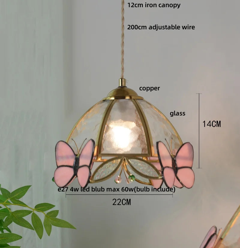 Decorbites™ Klar-Glas-LED-Pendantleuchte Tiffany-Schmetterling Hängelampe