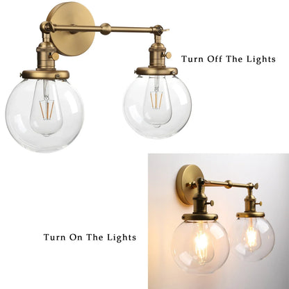 Decorbites™ Doppelt-Kugelkopf-Globus-Glas-Wandleuchte, moderne vintage Innenbeleuchtung