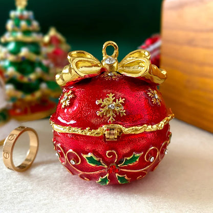 Decorbites™ Jingle Bell Schmuckschatulle mit Kristallen, handbemalt, Weihnachtsbaum-Dekoration