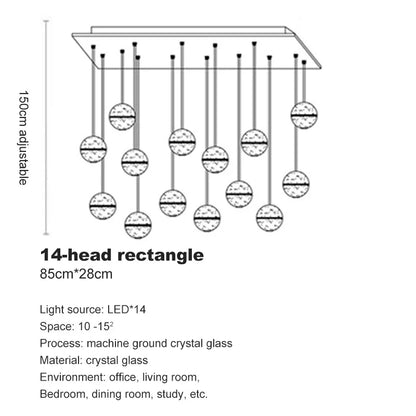 DecorBites™ Crystal Ball Chandelier Pendant Light for Staircase Hallway Bar Décor