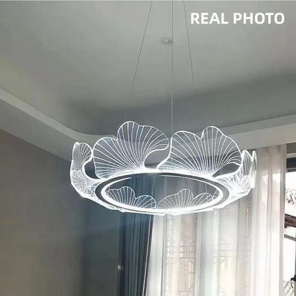 DecorBites™ Ginkgo Gold Acrylic LED Pendant Light - Modern Minimalism Chandelier