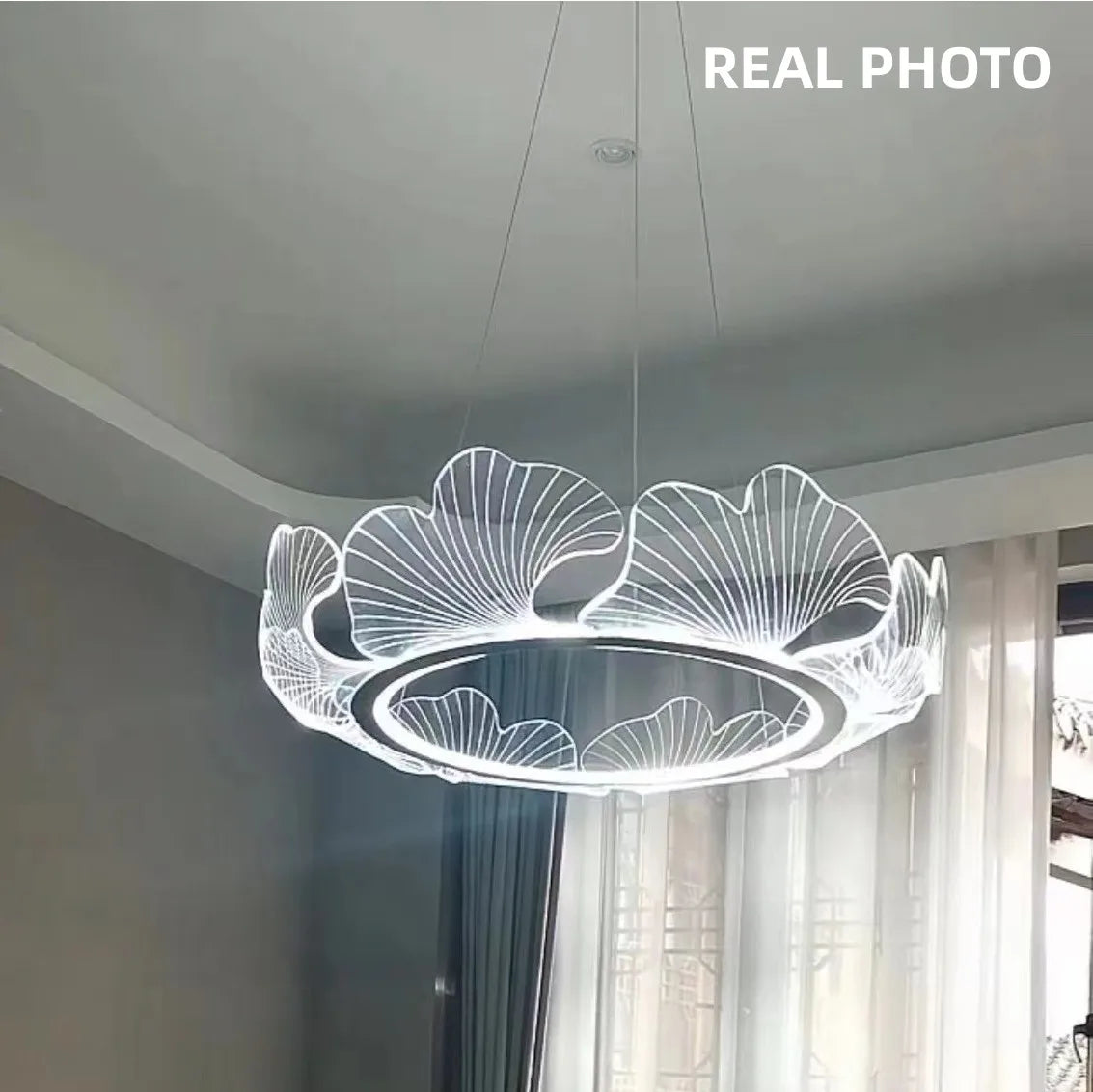 Decorbites™ Ginkgo-Acrylic-LED-Pendantleuchter, Gold-Metall, dimmbar, modernes Minimalismus