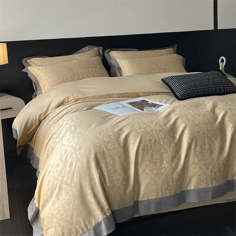Decorbites™ Jacquard-Bettwäsche-Set - Lyocell-Baumwoll-Bettwäsche, Laken, Kissenbezug, Steppbettbezug