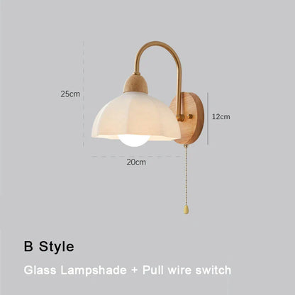 Decorbites™-Creme-LED-Holzblumen-Wandlampe, moderne Nachttischleselampe für das Schlafzimmer
