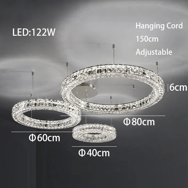 DecorBites™ Crystal LED Chandelier: Modern Luxury Chrome Steel & Clear K9 Crystal Lighting
