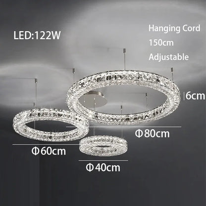 DecorBites™ Crystal LED Chandelier: Modern Luxury Chrome Steel & Clear K9 Crystal Lighting