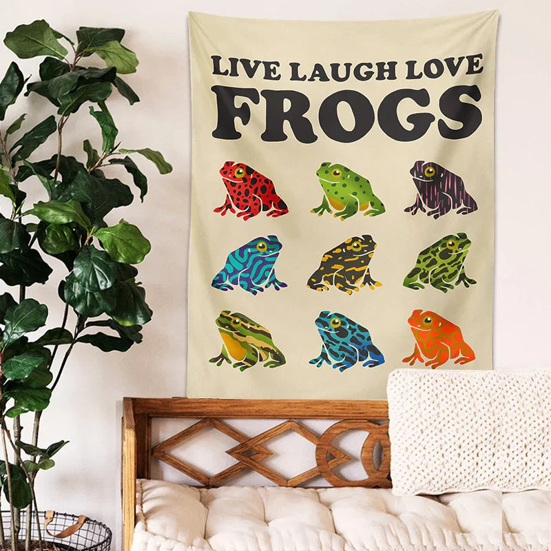 Decorbites™ Frosch-Teppich Wandbehang Psychedelische Hippie-Ästhetik Wandteppiche Heimdekoration