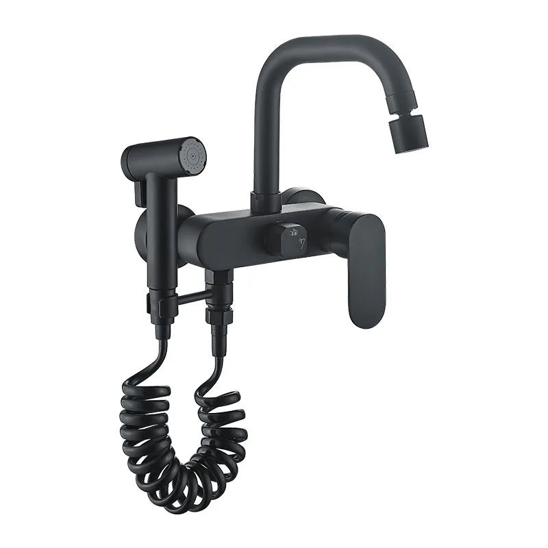 Black Wall-Mounted Kitchen Faucet