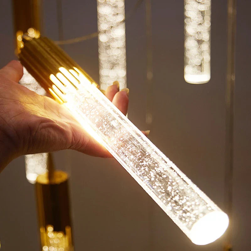 DecorBites™ Crystal LED Pendant Lamp Gold Black Chandelier for Dining Living Room