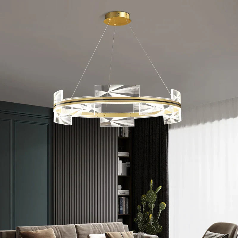 Gold LED Pendant Light Aluminum 80cm