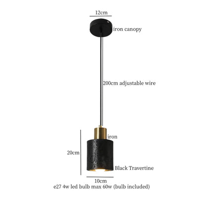 Decorbites™ Glasball-LED-Pendantleuchten Schwarz Travertin Wabi Sabi Hängelampe
