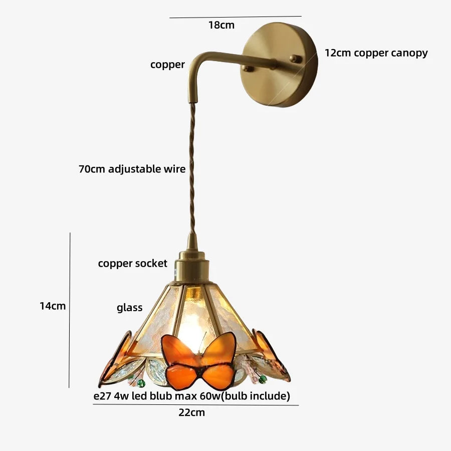Glass Butterfly Wall Sconce