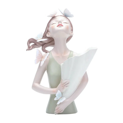 DecorBites™ Decorative Butterfly Girl Sculptures Resin Flower Vase Ornaments