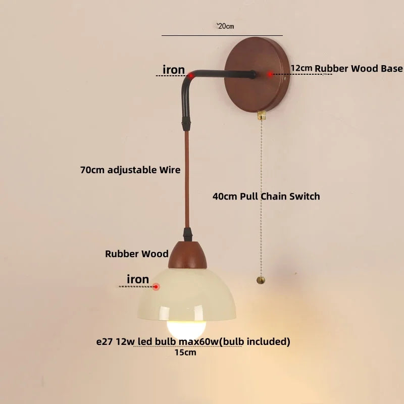Decorbites™ verstellbare LED-Wandleuchte mit Keramik-Holz-Sockel für Esszimmer, Arbeitszimmer, Bar