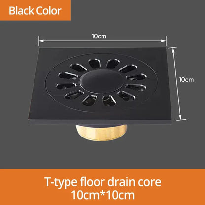 Decorbites™ Schwarze Messing Duschraster Ablauf Abdeckung Boden Quadratisch Kunstvoll Geschnitztes Gitter Becken SY-073R