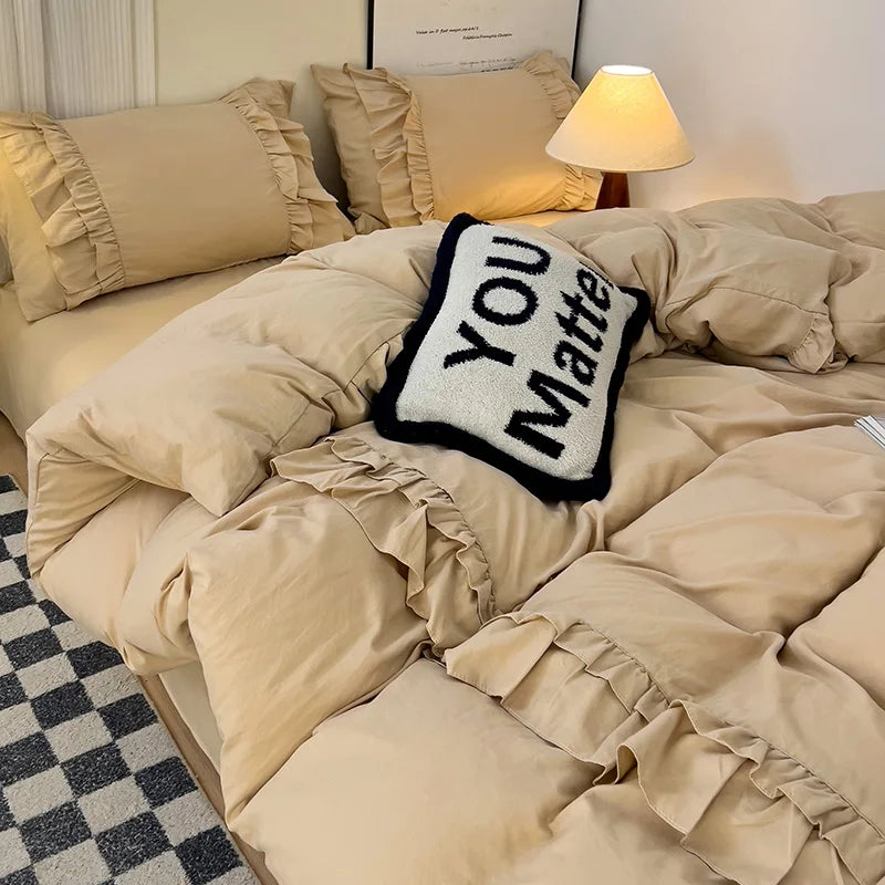 Decorbites™-Spitzen-Patchwork-Bettwäsche-Set, weiches Mikrofaser, für ein Voll-Queen-Größe-Bett mit Kissenbezug