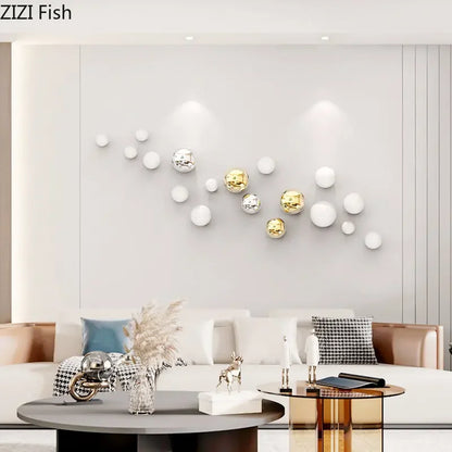 Decorbites™ Goldene Ball-Wanddekoration Ornamente Raumästhetik Wohnraum-Hintergrund-Display