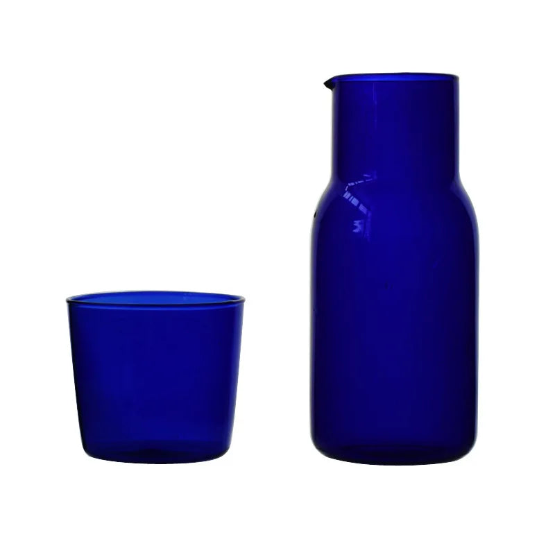 Decorbites™ 550ml Bettseitiges Wasserkaraffe- und Glas-Set in Blau, Bernstein, Türkis, Grau Glas