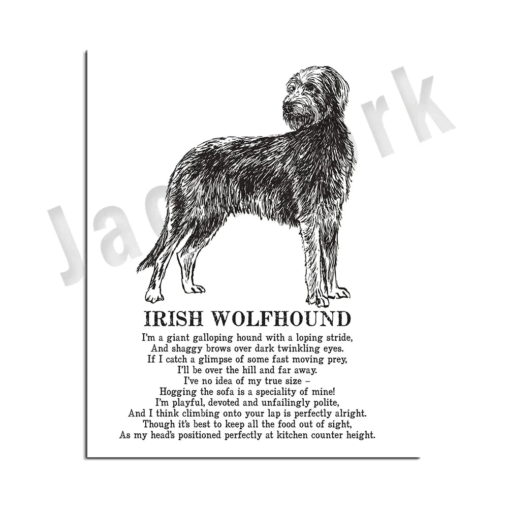Decorbites™ Gemütliche Hunde-Kollektion: Hundepoesie-Poster mit Lhasa, Schäferhund, Terrier, Bulldogge, Tibetischer, Yorkie